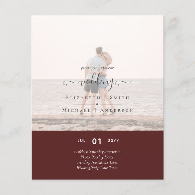 Modern PHOTO OVERLAY TEXT Wedding Budget Flyer (Front)