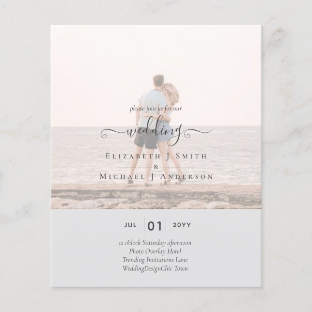 Modern PHOTO OVERLAY TEXT Wedding Budget Flyer (Front)