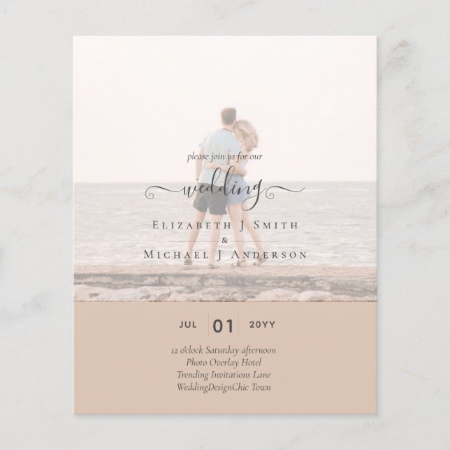 Modern PHOTO OVERLAY TEXT Wedding Budget Flyer (Front)