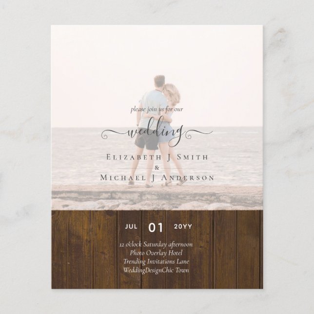 Modern PHOTO OVERLAY TEXT Wedding Budget Flyer (Front)