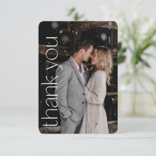 Modern Photo Overlay Wedding Message Portrait Thank You Card
