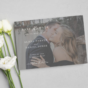 Modern photo overlay wedding save the date