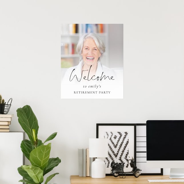 Modern Photo Overlay Welcome to Retirement Party Poster (Home Office)
