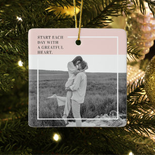 Modern Photo Pastel Pink Family Lovely Gift Ceramic Ornament