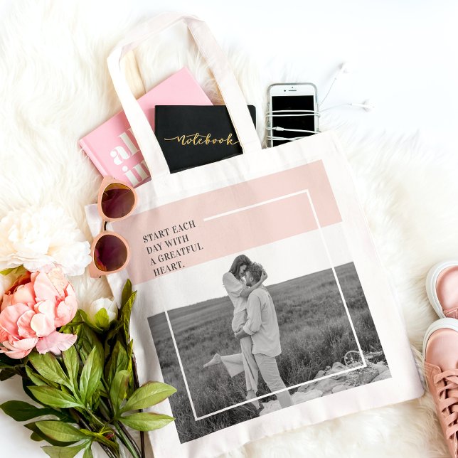 Modern Photo Pastel Pink Family Lovely Gift Tote Bag (Creator Uploaded)