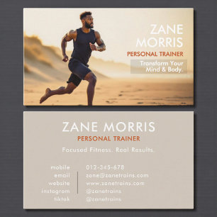 Modern Photo Personal Trainer Fitness Business Card