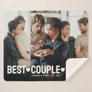 Modern Photo Personalised Best Couple Ever Collage Sherpa Blanket