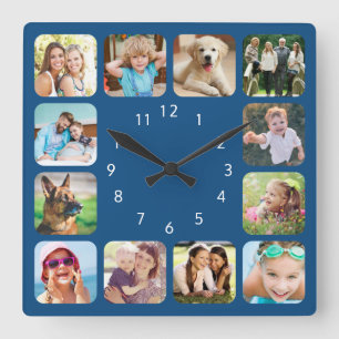 Modern Photo Personalised Blue Acrylic Wall Clock