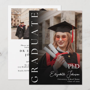 Modern Photo PhD Degree Graduation Party Invitation