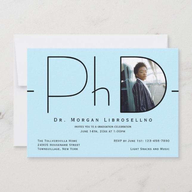 Modern Photo PhD Graduation Invitation (Front)