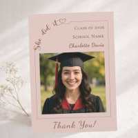 Modern photo pink neutral Graduation She did it