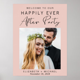 Modern Photo Pink Wedding Reception Welcome Poster
