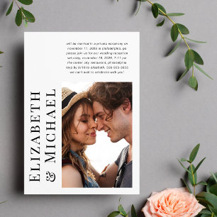 Modern Photo Post Elopement Wedding Reception Invitation