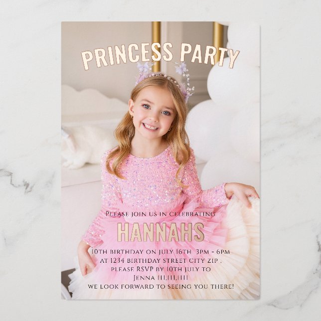 Modern photo princess party birthday (Front)