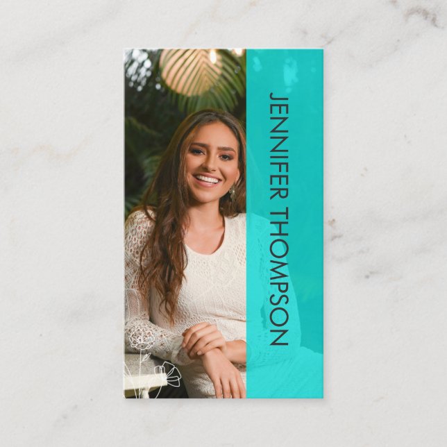 Modern  Photo Professional  Green Business Card (Front)