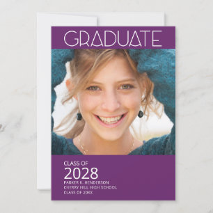 Modern Photo Purple Graduation Party Invitation