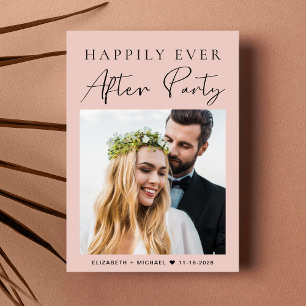 Modern Photo QR Code Blush Wedding Reception Invitation