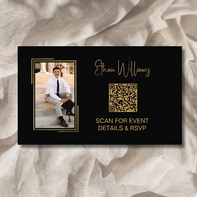 Modern Photo QR Code Graduation Details Card (Creator Uploaded)