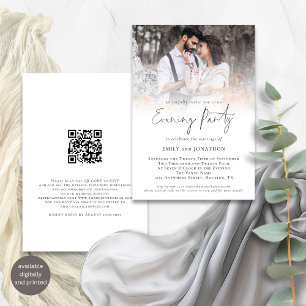 Modern Photo QR Code Wedding Evening Party Invitation