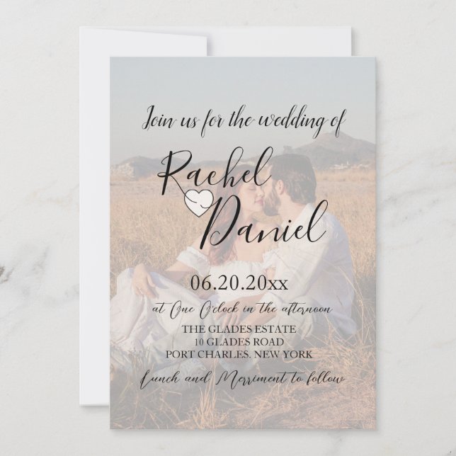 Modern Photo QR Code Wedding  Invitation (Front)