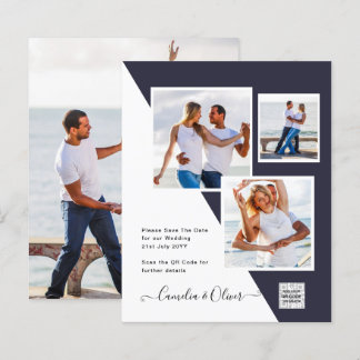 Modern PHOTO QR CODE Wedding Invite or Save Date