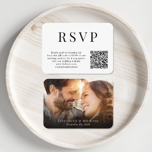 Modern Photo QR Code Wedding RSVP Enclosure Card