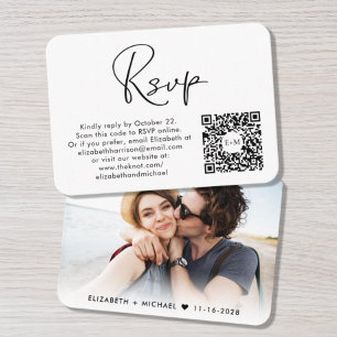 Modern Photo QR Code Wedding RSVP Enclosure Card