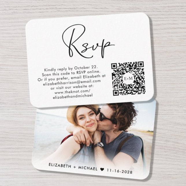 Modern Photo QR Code Wedding RSVP Enclosure Card (Creator Uploaded)