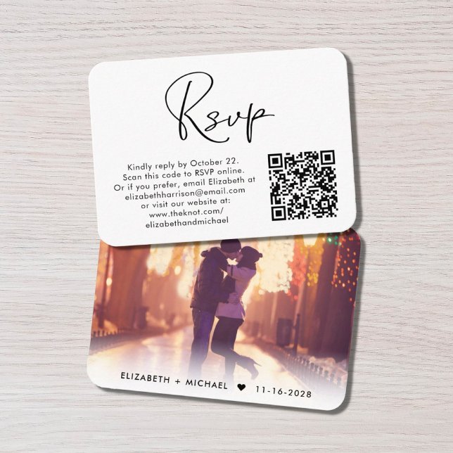 Modern Photo QR Code Wedding RSVP Enclosure Card (Creator Uploaded)