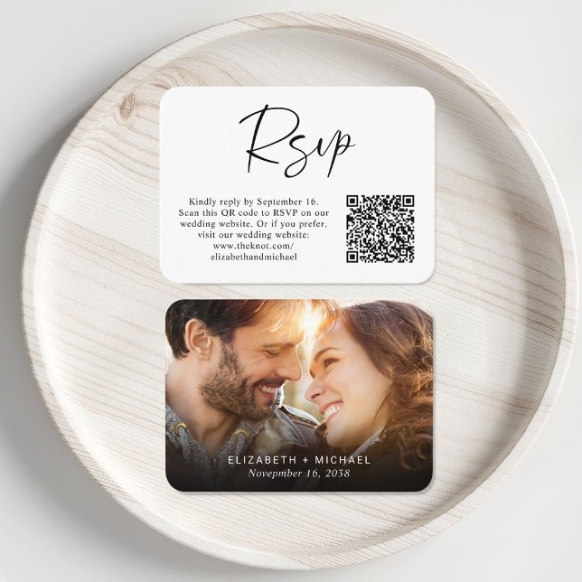 Modern Photo QR Code Wedding RSVP Enclosure Card (Creator Uploaded)