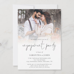 Modern Photo QR Script Engagement Party Invitation