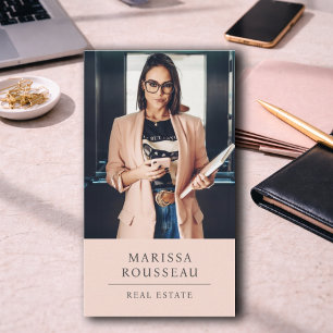 Modern Photo Real Estate Agent Blush Business Card