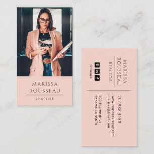 Modern Photo Realtor Blush Business Card