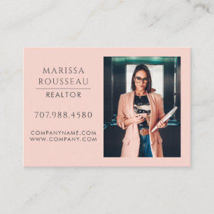 Modern Photo Realtor Blush Business Card