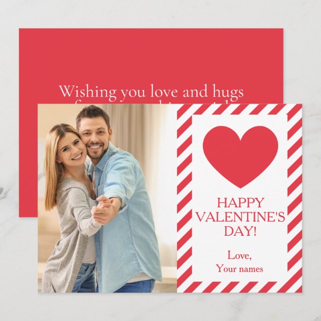 Modern Photo Red Cute Valentine's Day Holiday Card (Front/Back)