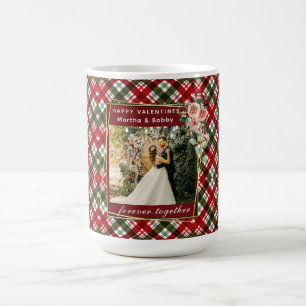 Modern Photo   Red & Green Plaid Happy Valentines  Coffee Mug