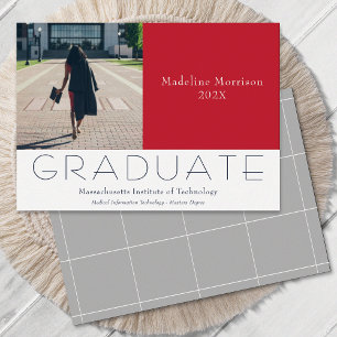 Modern Photo Red Grey Announcement