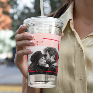 Modern Photo   Red & Pink Happy Valentines Gift Acrylic Tumbler