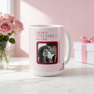 Modern Photo Red & Pink Happy Valentines Gift  Coffee Mug