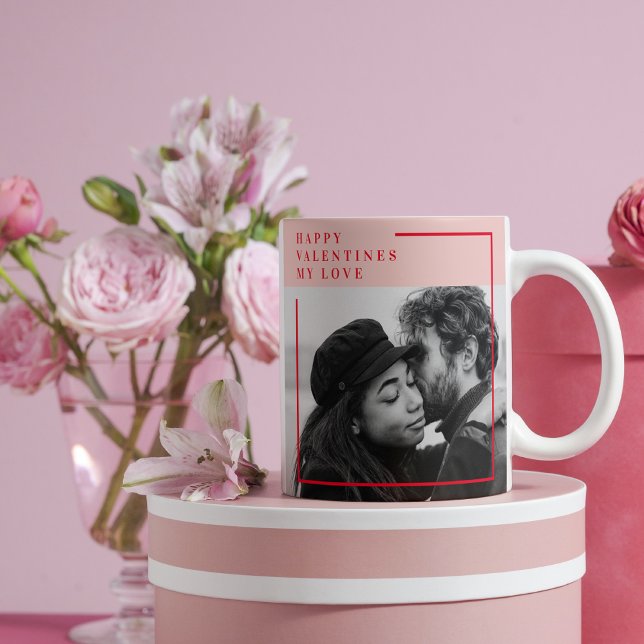 Modern Photo | Red & Pink Happy Valentines Gift Coffee Mug (Creator Uploaded)