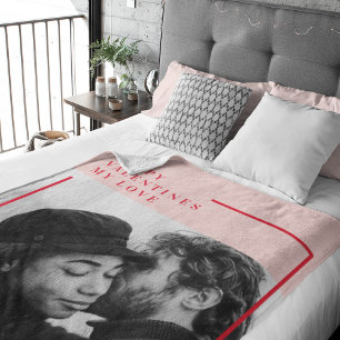 Modern Photo   Red & Pink Happy Valentines Gift Fleece Blanket