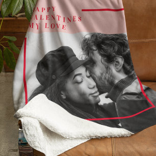 Modern Photo   Red & Pink Happy Valentines Gift Sherpa Blanket