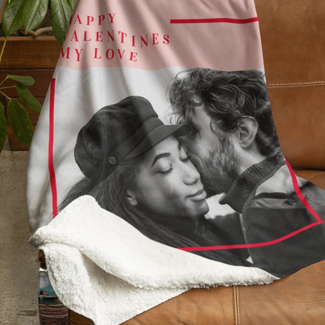 Modern Photo | Red & Pink Happy Valentines Gift Sherpa Blanket (Creator Uploaded)
