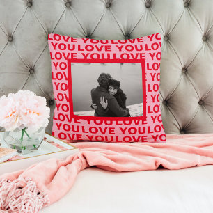 Modern Photo   Red & Pink Love You Valentines Gift Cushion
