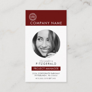 Modern Photo Red QR CODE CORPORATE  Business Card