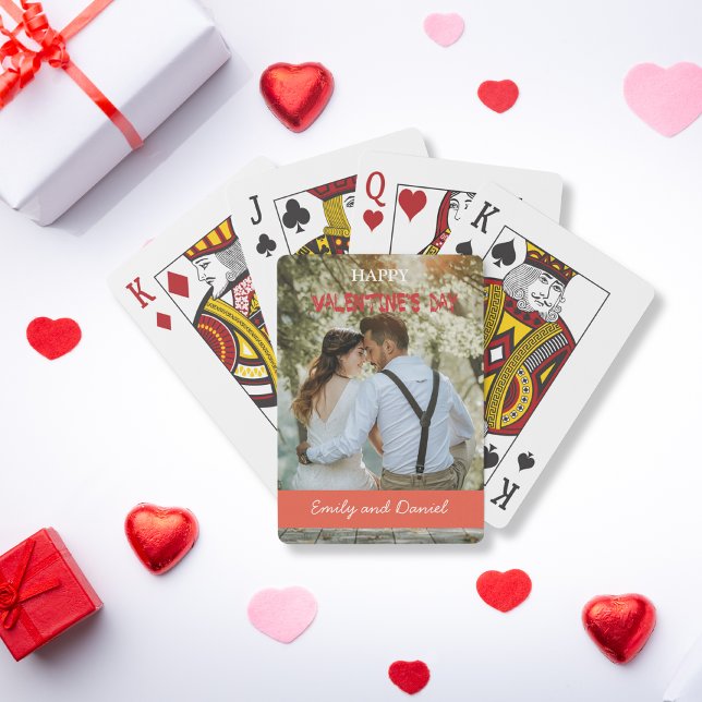 Modern Photo Red Valentine's Day personalized Playing Cards (Modern Photo Red Valentine's Day personalized Poker Cards)