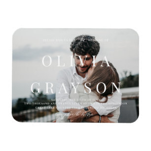 Modern Photo Refined Wedding Invitation Magnet