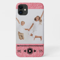 Modern Photo Rose Gold Girly Glitter Press Play