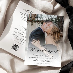 Modern photo RSVP details all in one wedding Invitation