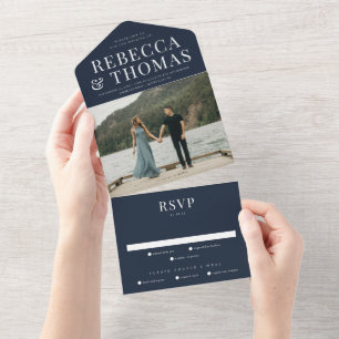 Modern Photo RSVP Wedding All In One Invitation